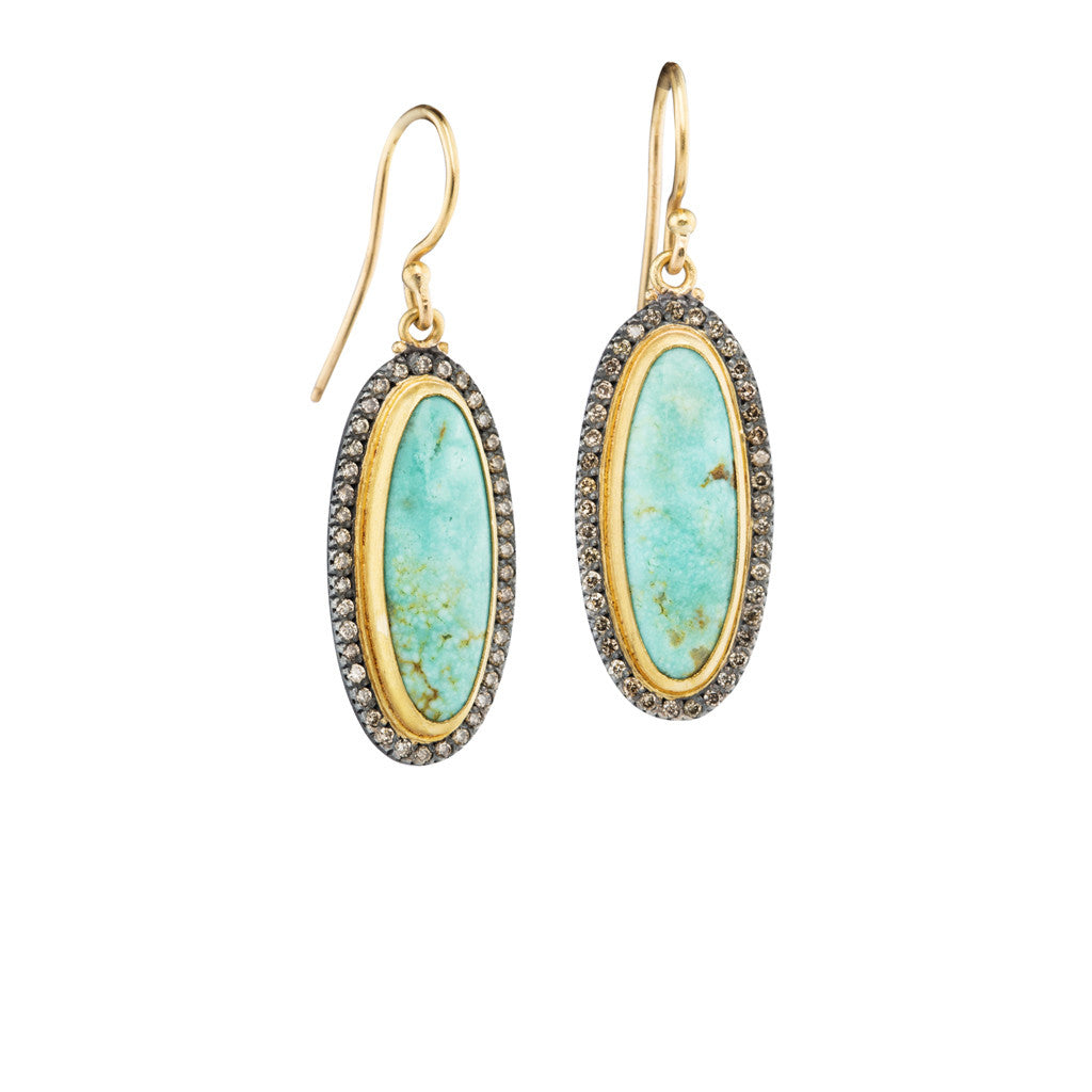 Turquoise & Diamond Drop Earrings - Smith and Bevill Jewelers