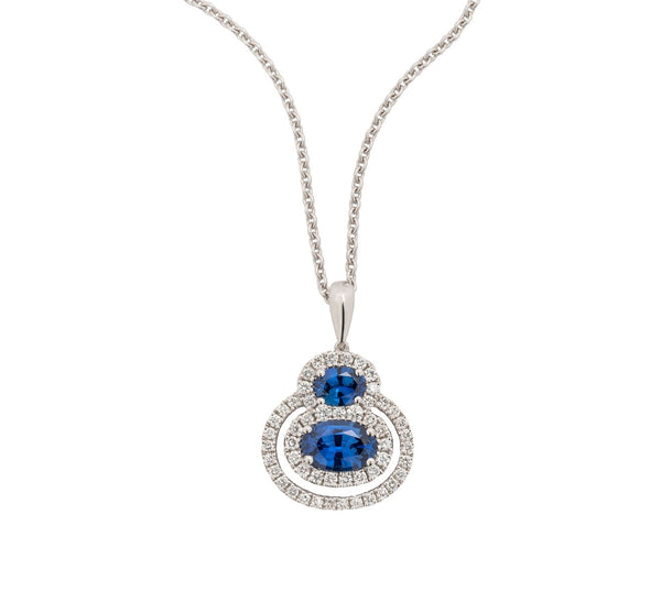 Spark Double Oval Sapphire Necklace - Smith and Bevill Jewelers